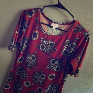 LulaRoe Red Sunflower Julia (Medium)